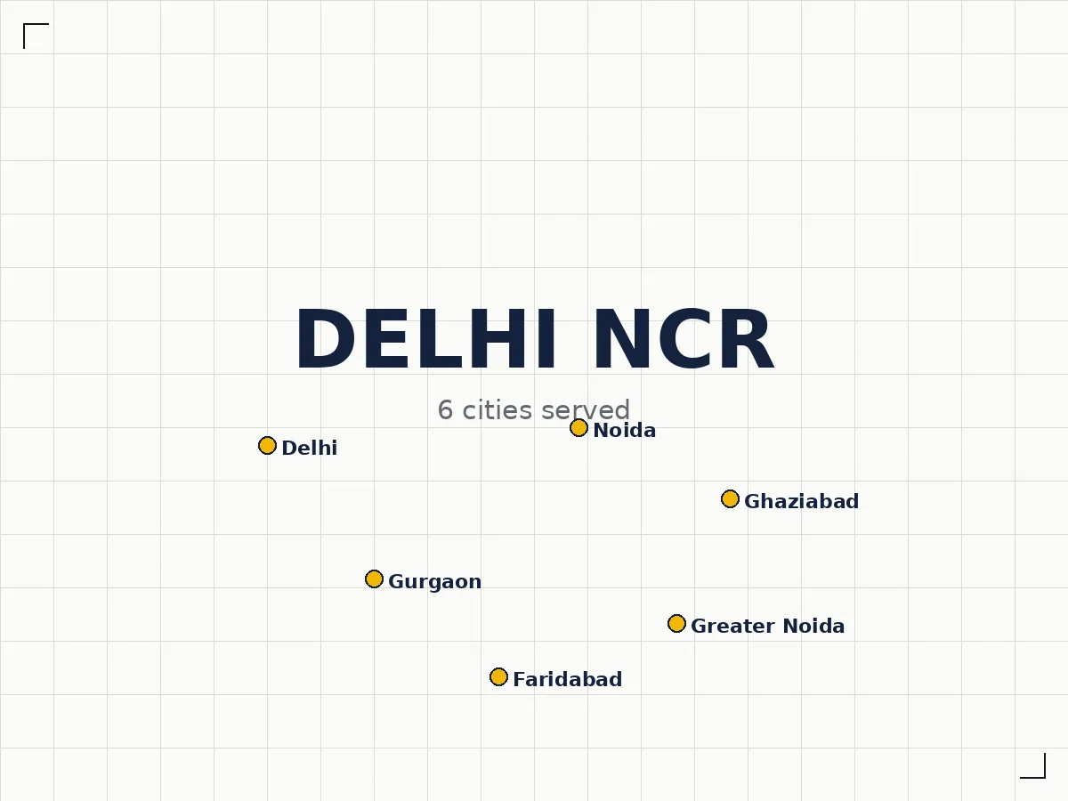 Delhi NCR map showing the cities 365Digital serves