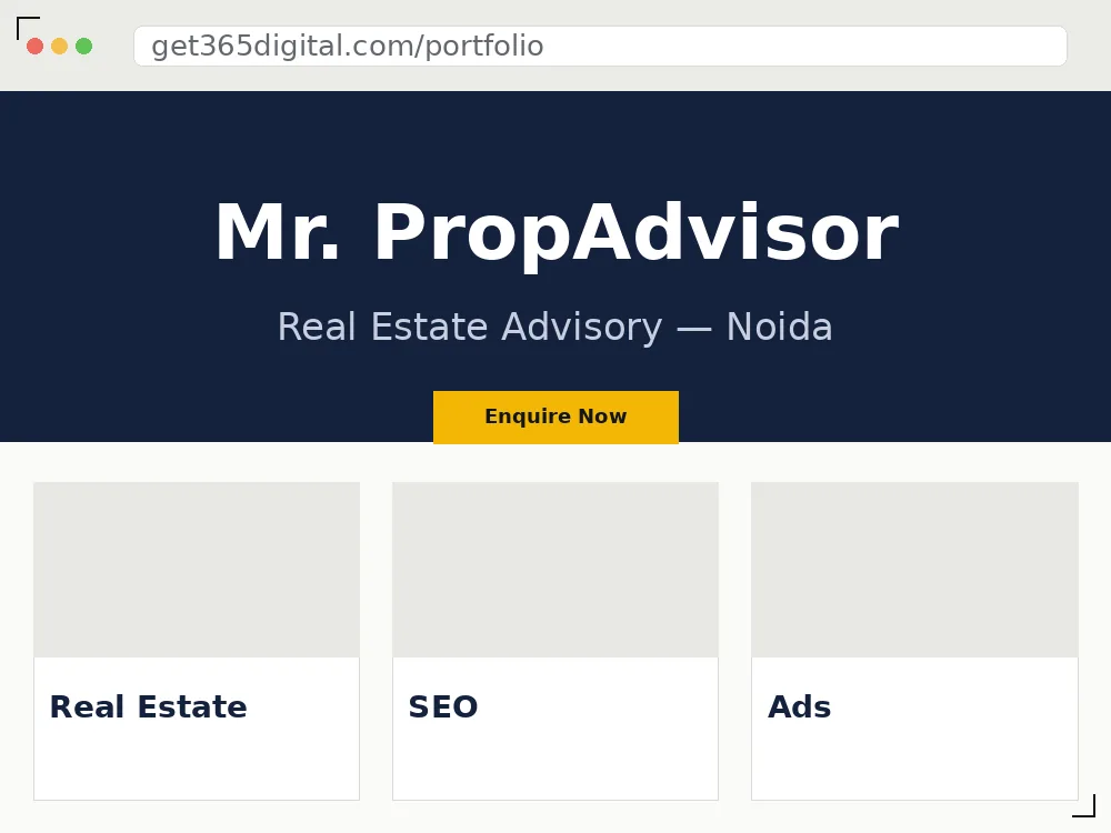 Mr. PropAdvisor real estate website built by 365Digital, Noida